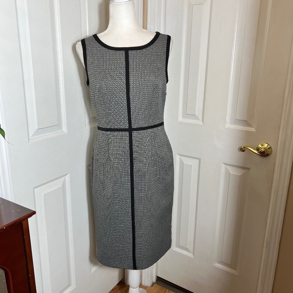 9&Co. Womens Black White Sheath Sleeveless Lined Career Zip Back Size 6 Dress
